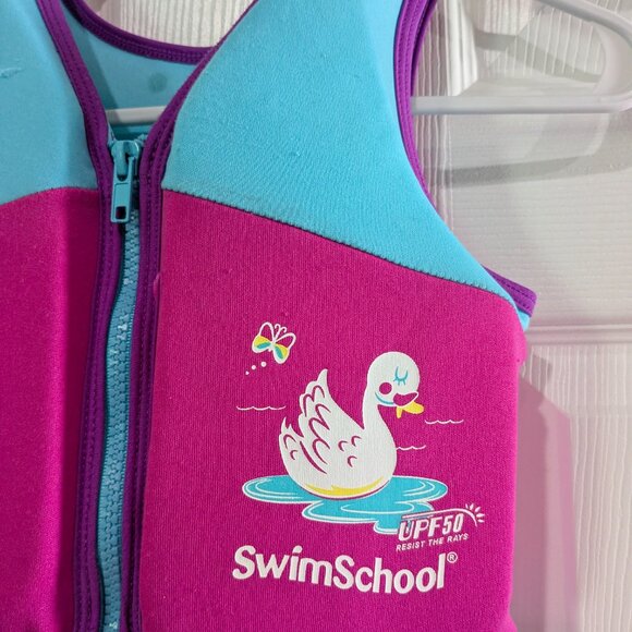 SwimSchool Kids Swim Trainer Vest Foam UPF 50 Pink Ages 2–4 Max 33 lbs, Level 2 - Picture 3 of 13